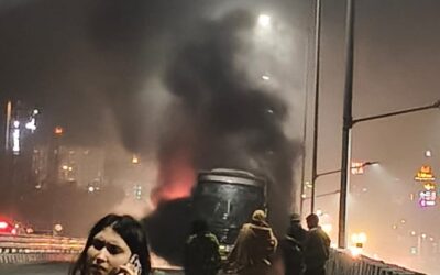 ਯਾਤਰੂਆਂ ਨਾਲ ਭਰੀ ਬਸ ਨੂੰ ਤੜਕੇ ਲੱਗੀ ਜੀਰਕਪੁਰ ਫਲਾਈਓਵਰ ਤੇ ਅੱਗ