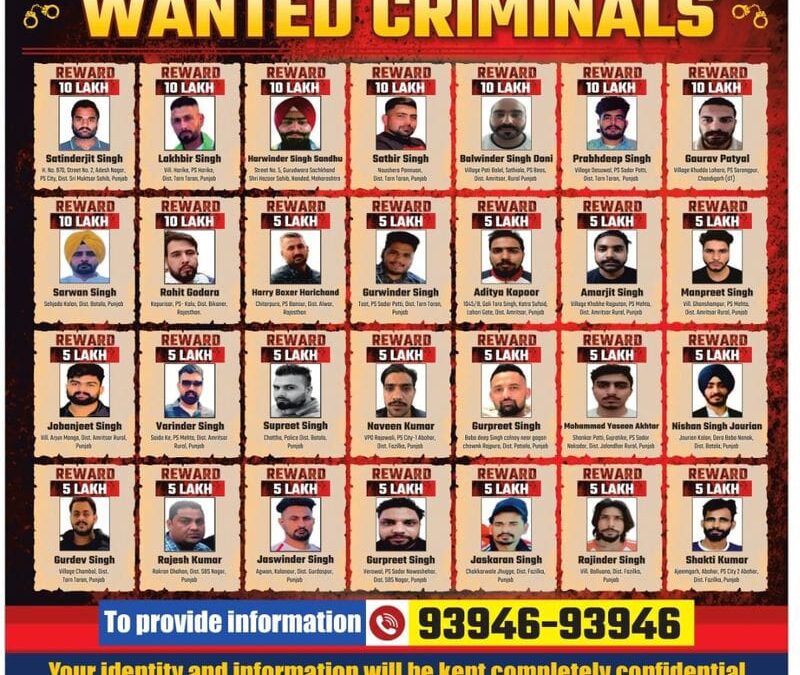 ਪੰਜਾਬ ਸਰਕਾਰ ਨੇ ਕੀਤੀ ਗੈਂਗਸਟਰਾਂ ਦੀ ਫੜੋ-ਫੜੀ ਲਈ ਸੂਚੀ ਜਾਰੀ